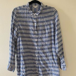 Garnet Hill striped linen oversized button up